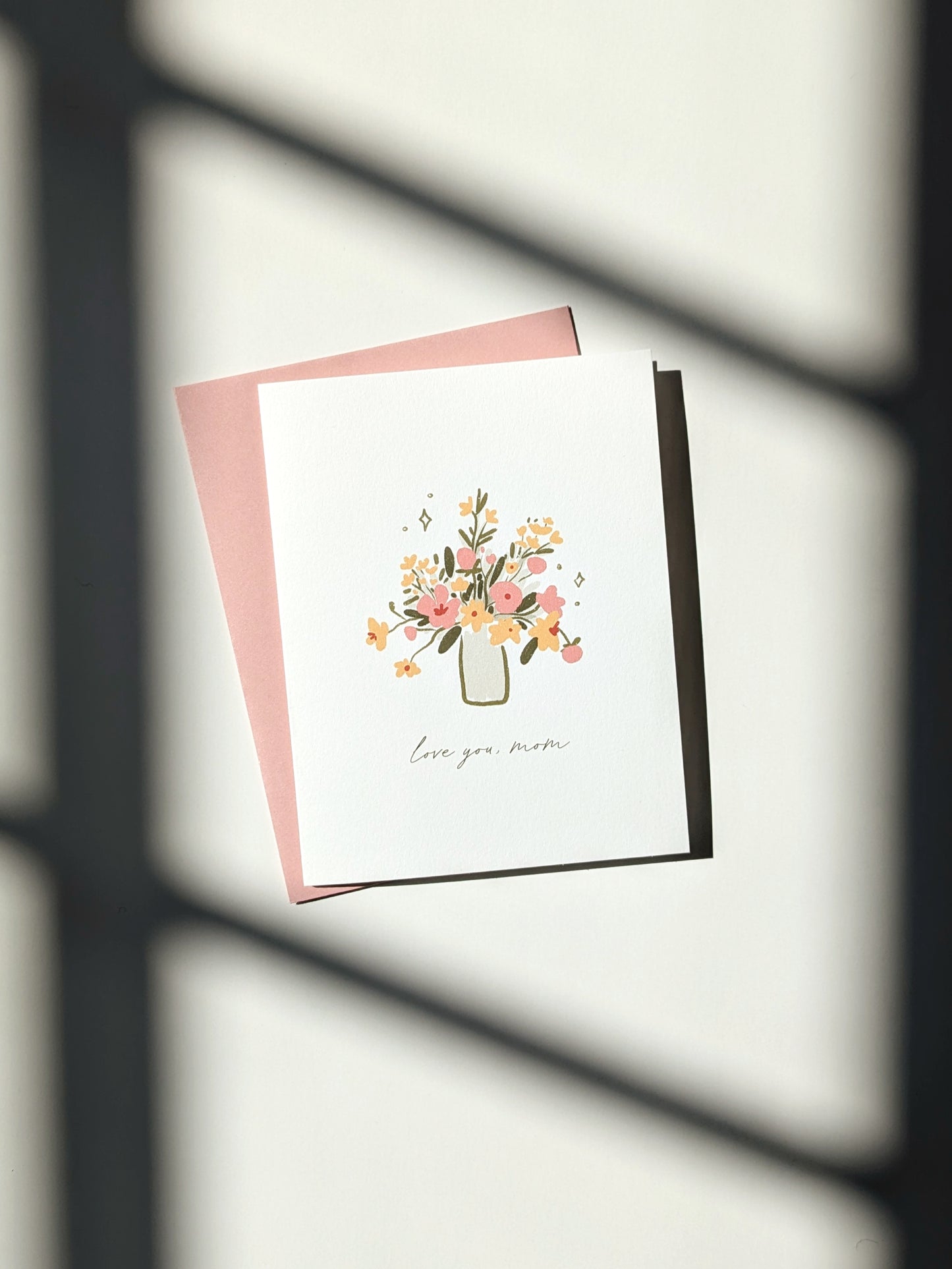 Mother's Day Card | Love You Mom Pink Flowers