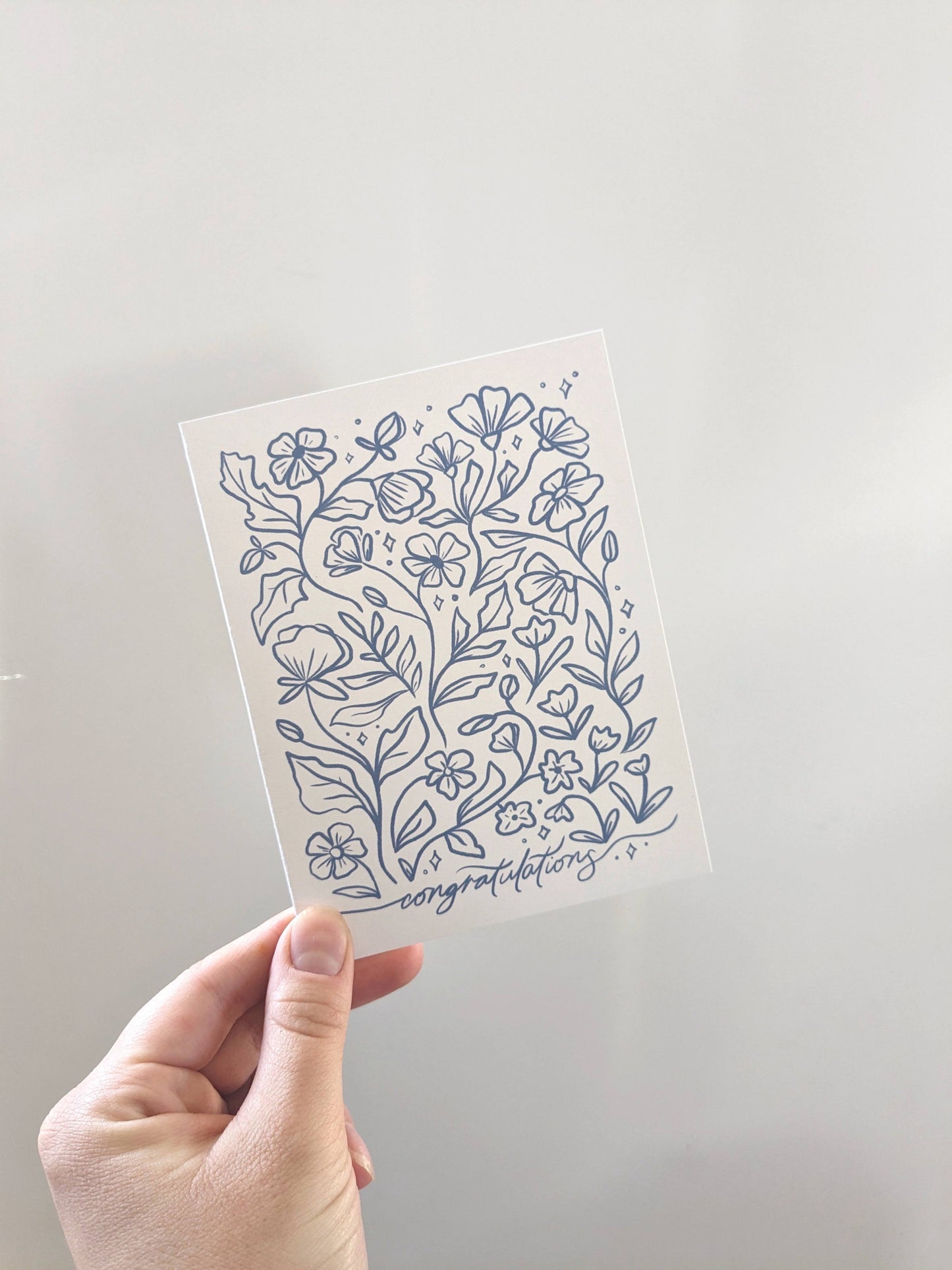 Blue Floral Congratulations Card | Single Greeting Card