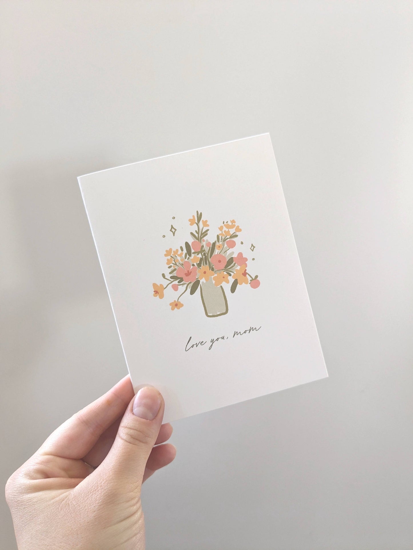 Mother's Day Card | Love You Mom Pink Flowers