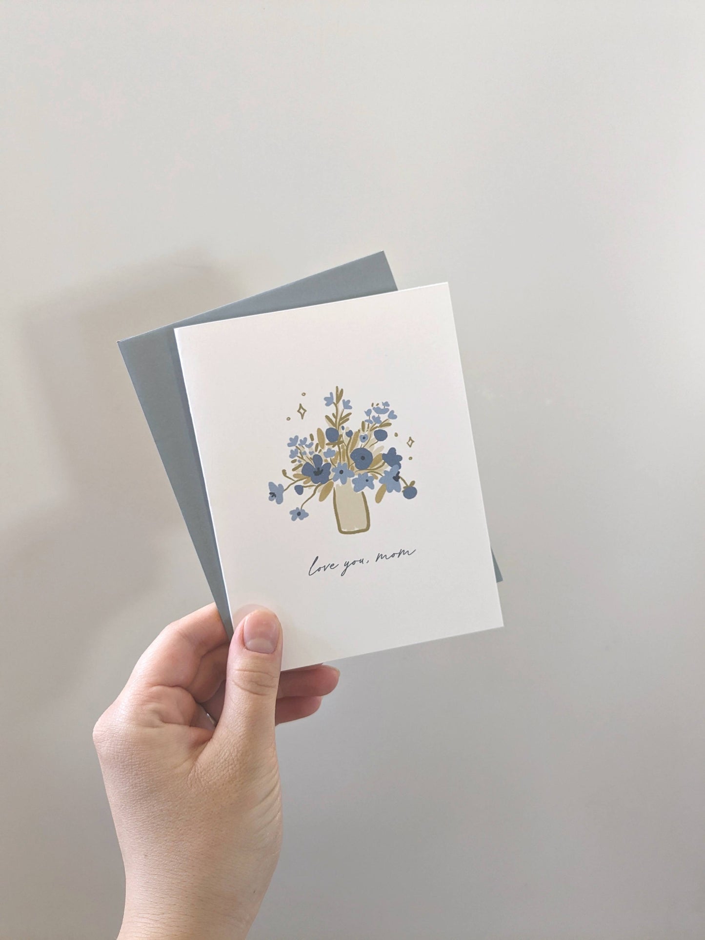 Mother's Day Card | Love You Mom Blue Flowers