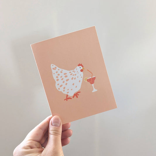 Chicken Drinking a Margarita | Single Greeting Card