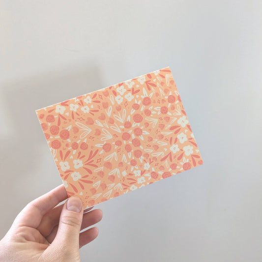Peachy Keen - Pink Floral Greeting Card | Single Notecard