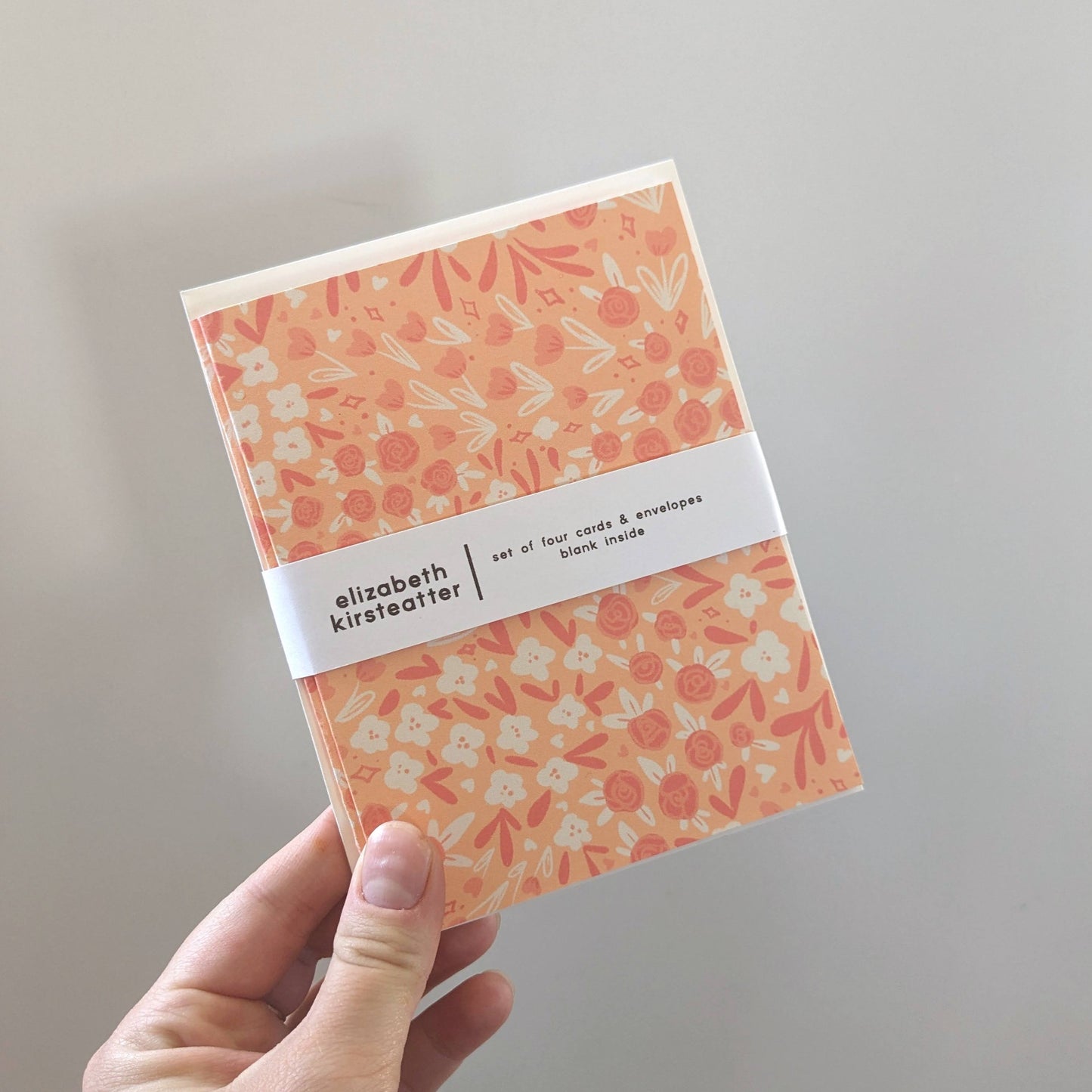 Peachy Keen - Pink Floral Greeting Card | Four Pack of Notecards