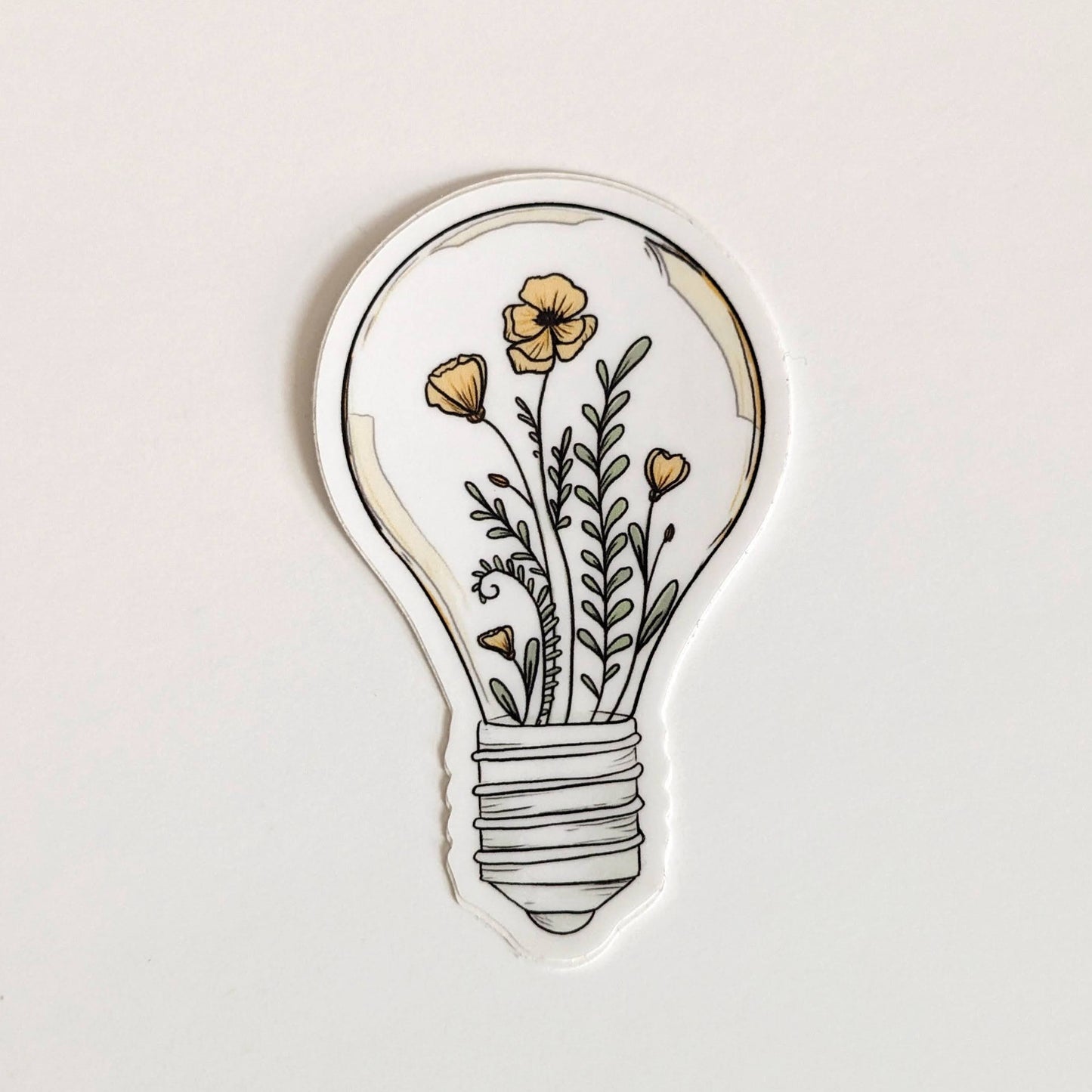 Lightbulb With Blooming Flowers Vinyl Sticker