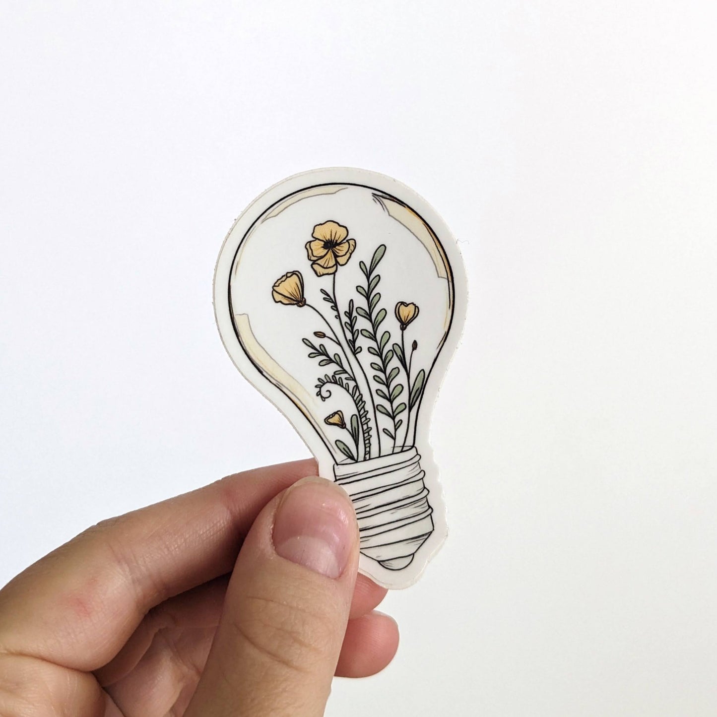 Lightbulb With Blooming Flowers Vinyl Sticker