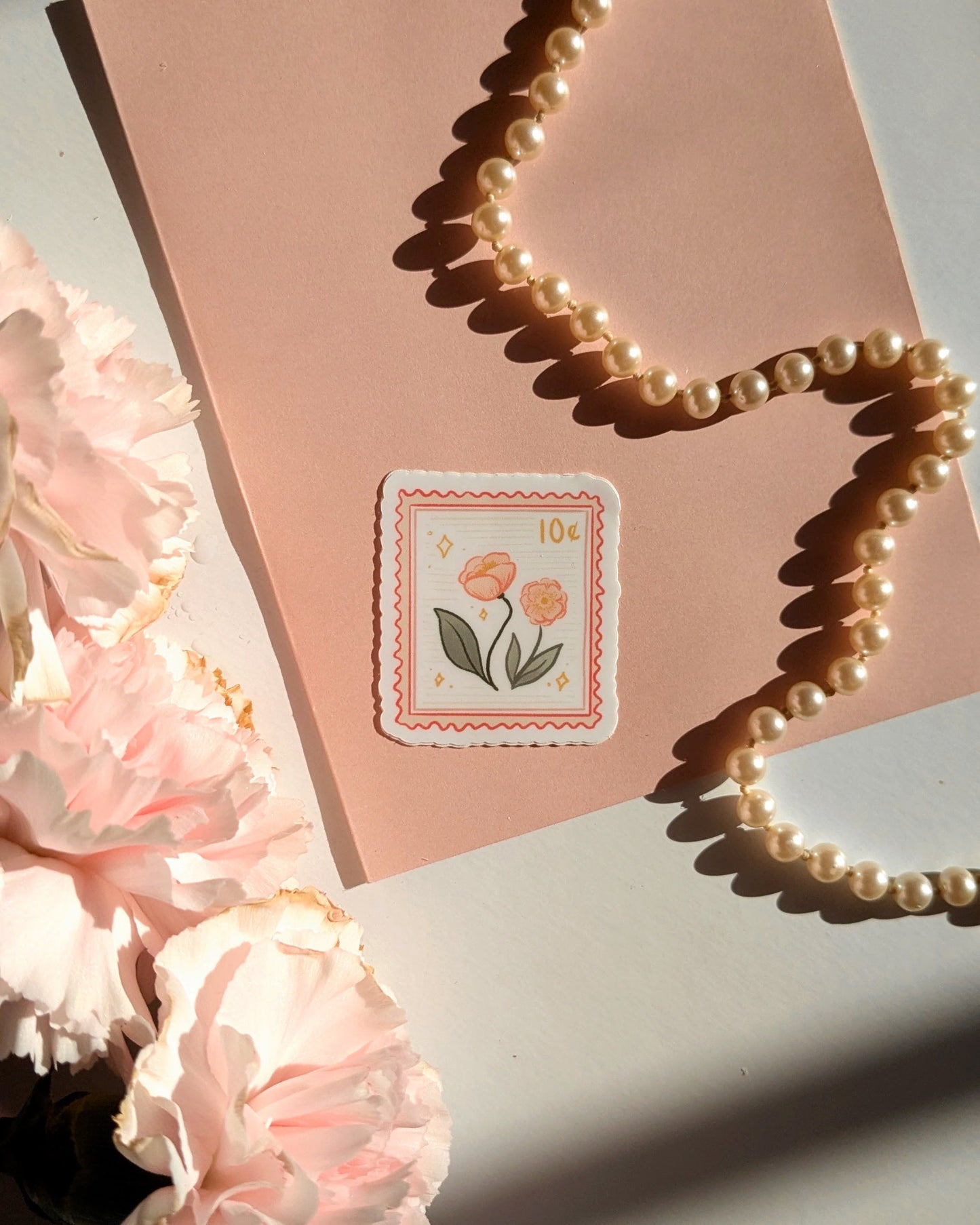 Floral Postage Stamp Vinyl Sticker