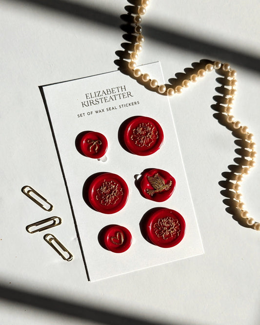 Red and Gold Self Adhesive Wax Seal Set