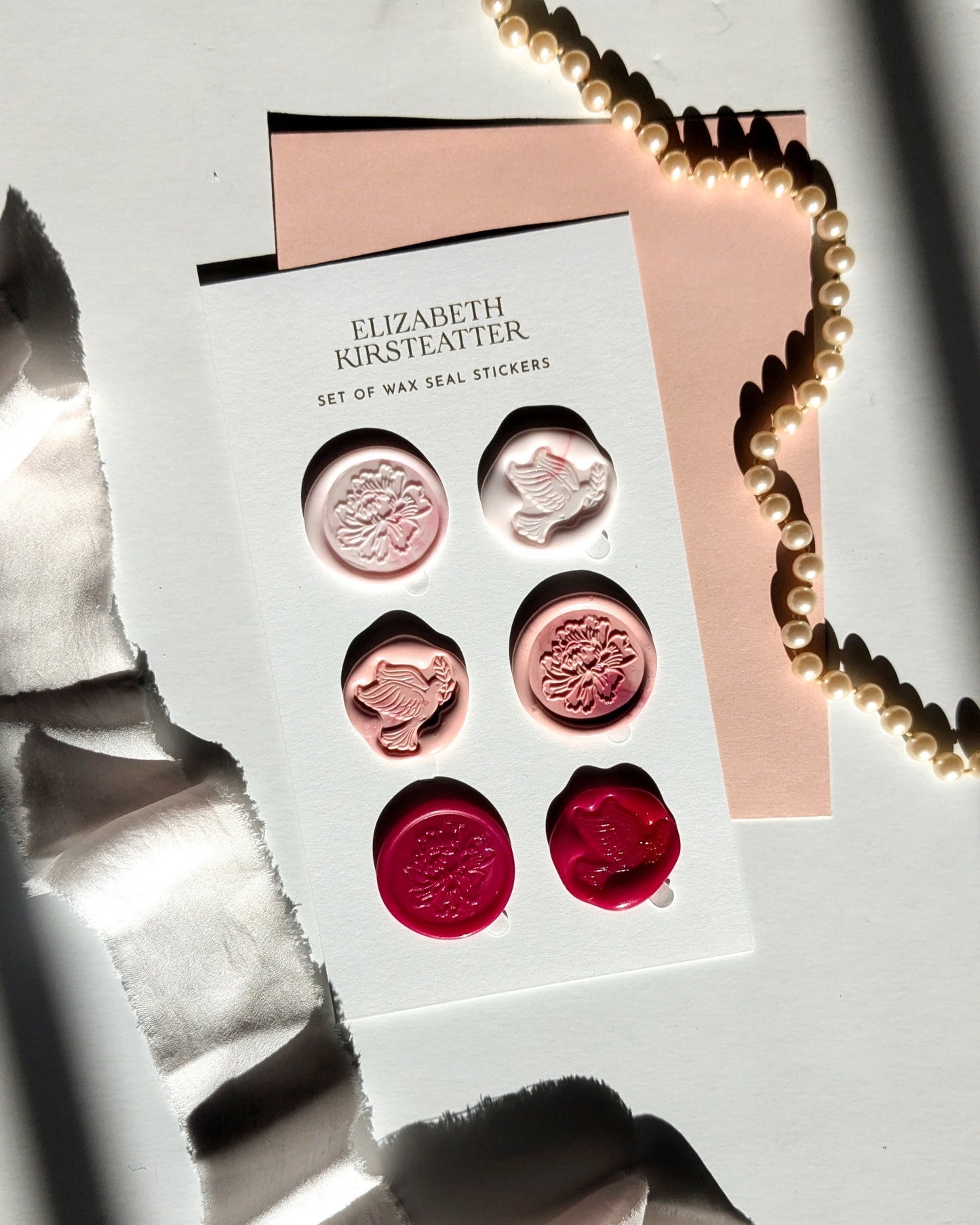 Pink, White, and Red Self Adhesive Wax Seal Set