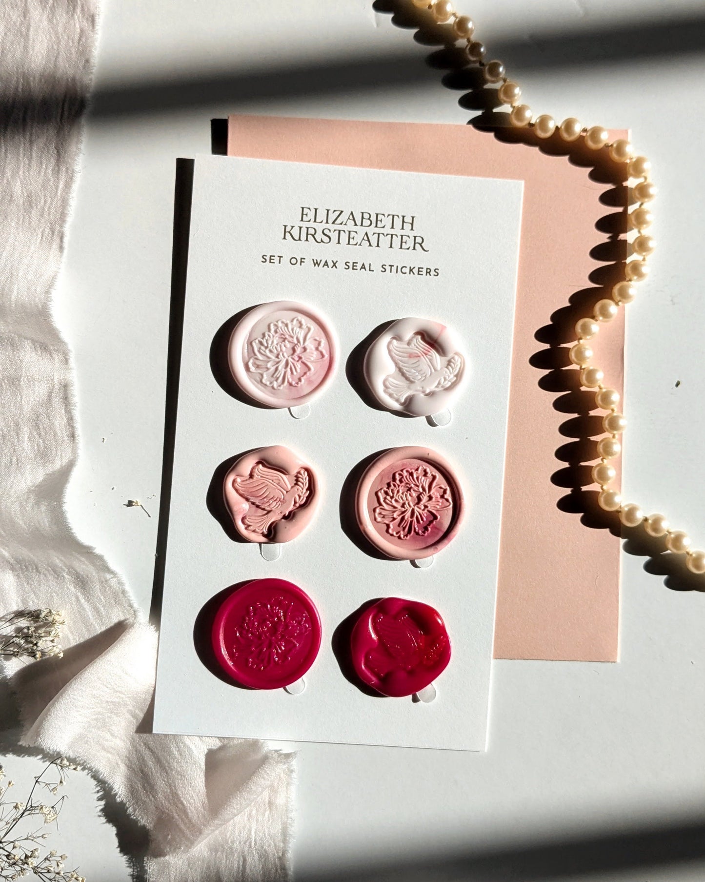 Pink, White, and Red Self Adhesive Wax Seal Set